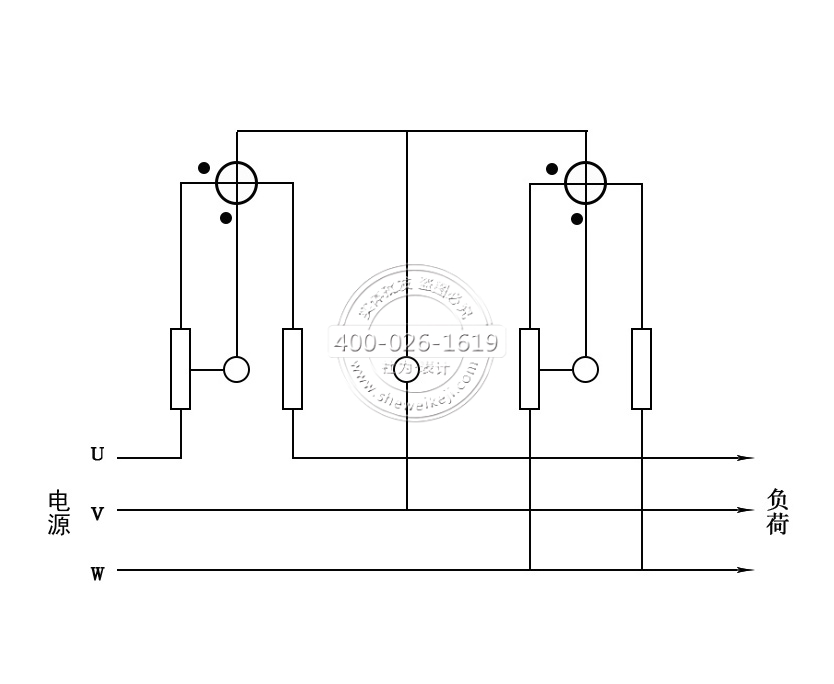 三相三線電能表直接接入式接線圖