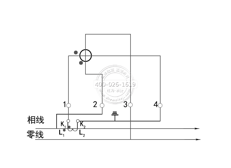 單相電子式電表經(jīng)電流互感器雙進(jìn)雙出接線圖