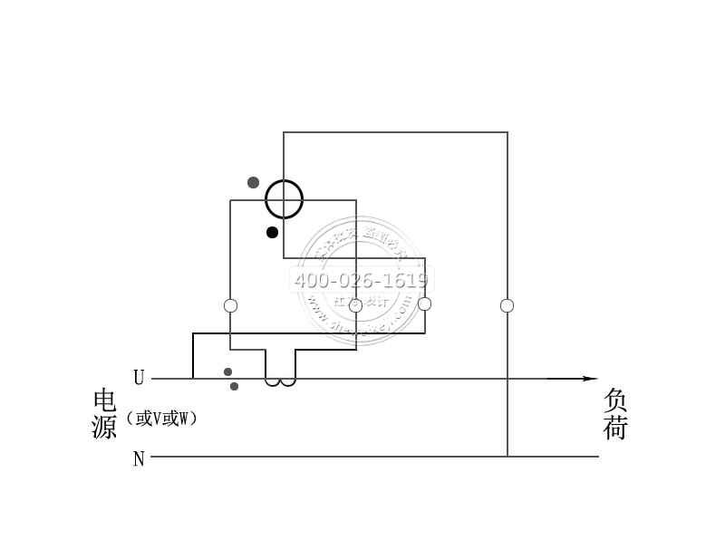 單相電能表經(jīng)電流互感器進(jìn)入式接線圖——電流電壓分開